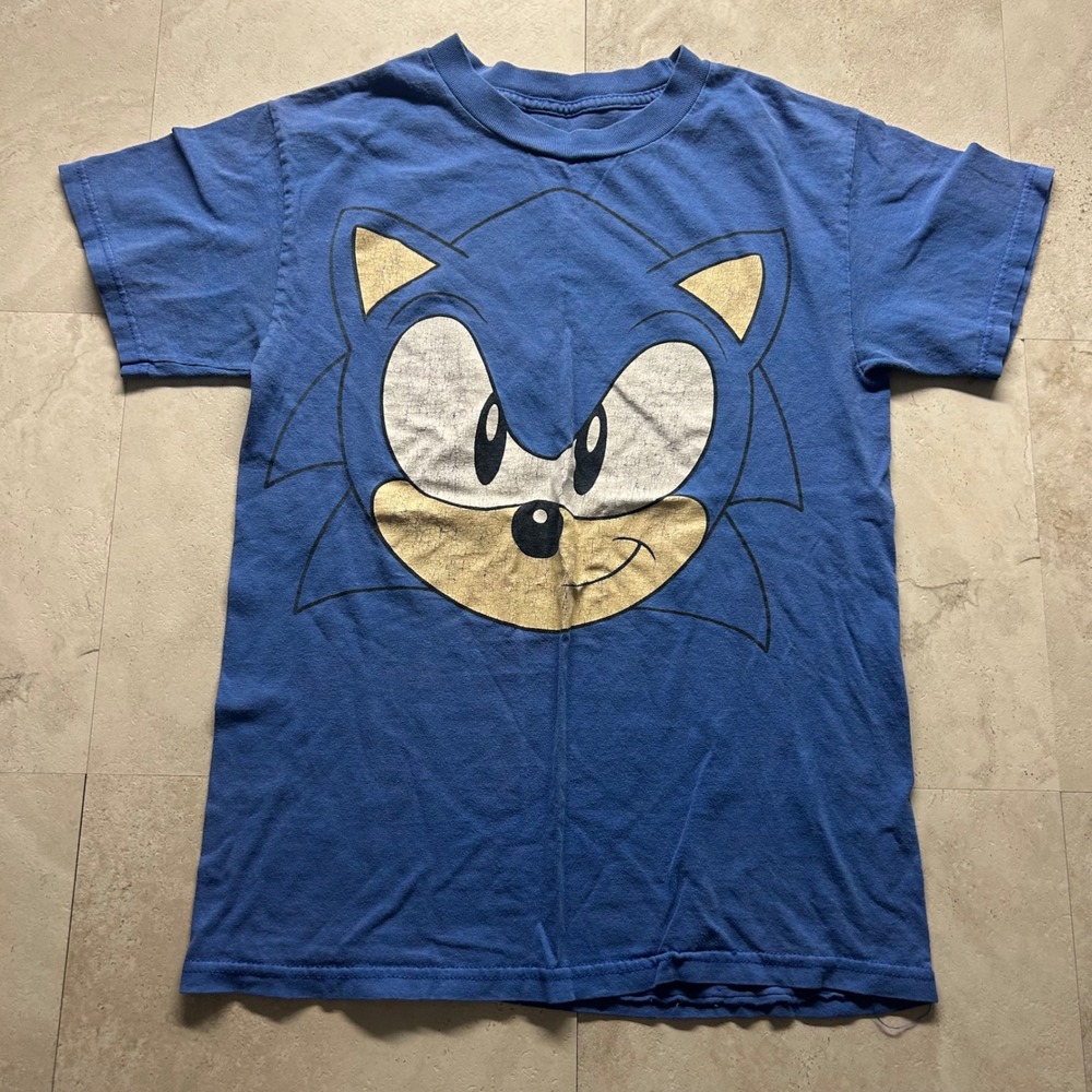 Sonic The Hedgehog Graphic T-Shirt Blue Small Kids Sega Video Game Tee